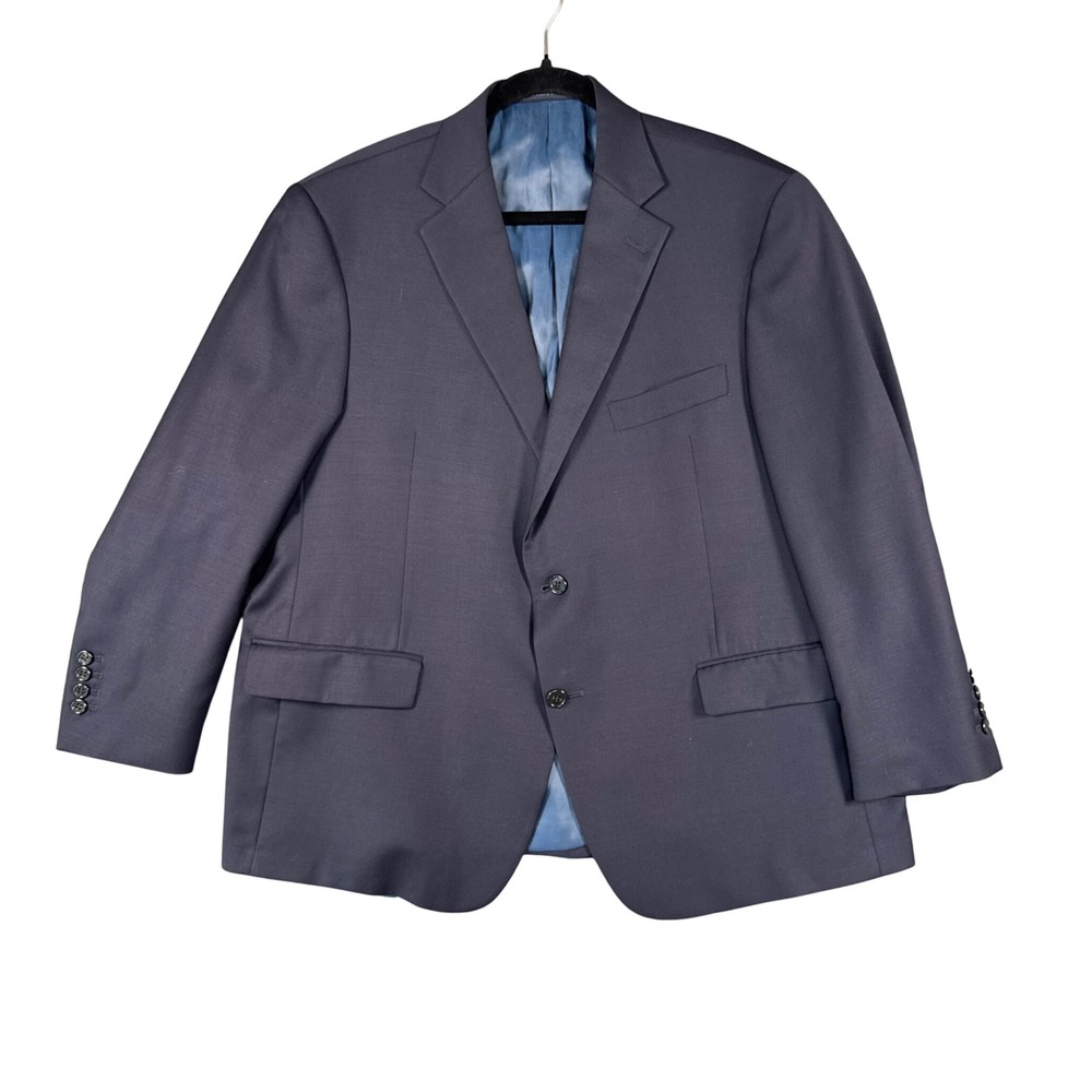 VTG Hart Schaffner Marx Navy Wool Blazer Made USA Classic Tailored 49R